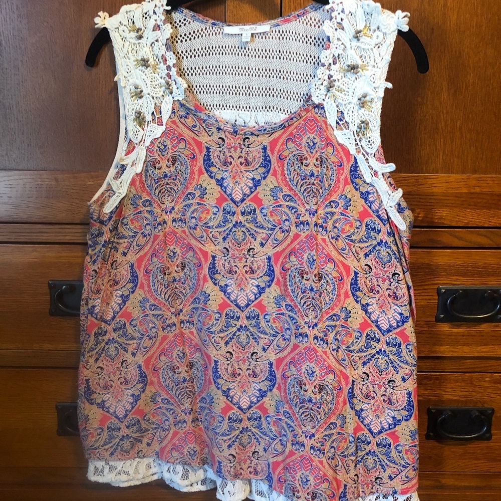 Miss Me embroidered layered tank